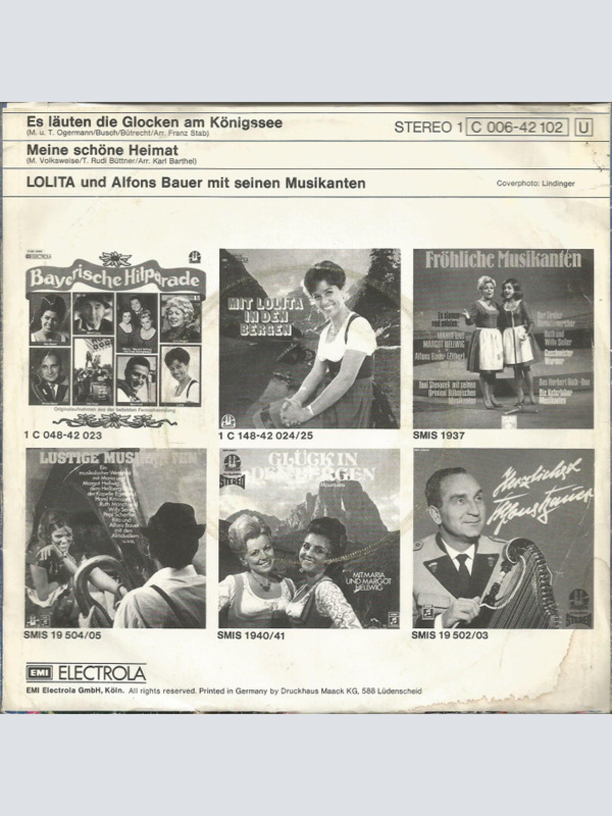 Vinyl / Lolita (3) Und Alfons Bauer Mit Seinen Musikanten - Es Läuten Die Glocken Am Königssee