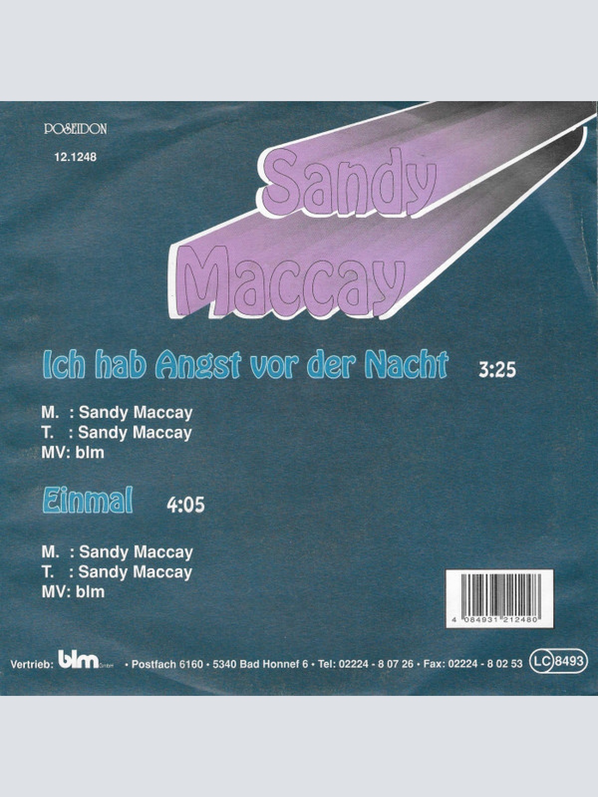 Vinyl / Sandy Maccay - Ich Hab Angst Vor Der Nacht