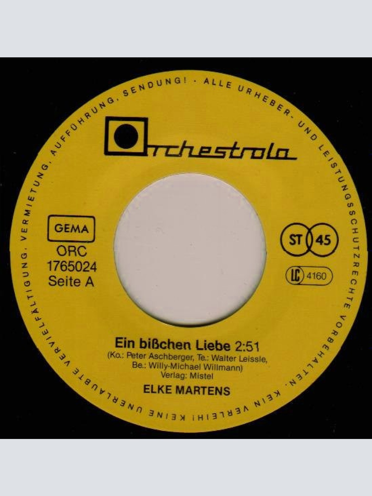 Vinyl / Elke Martens - Ein Bißchen Liebe Braucht Unsere Welt / Im Namen Der Liebe