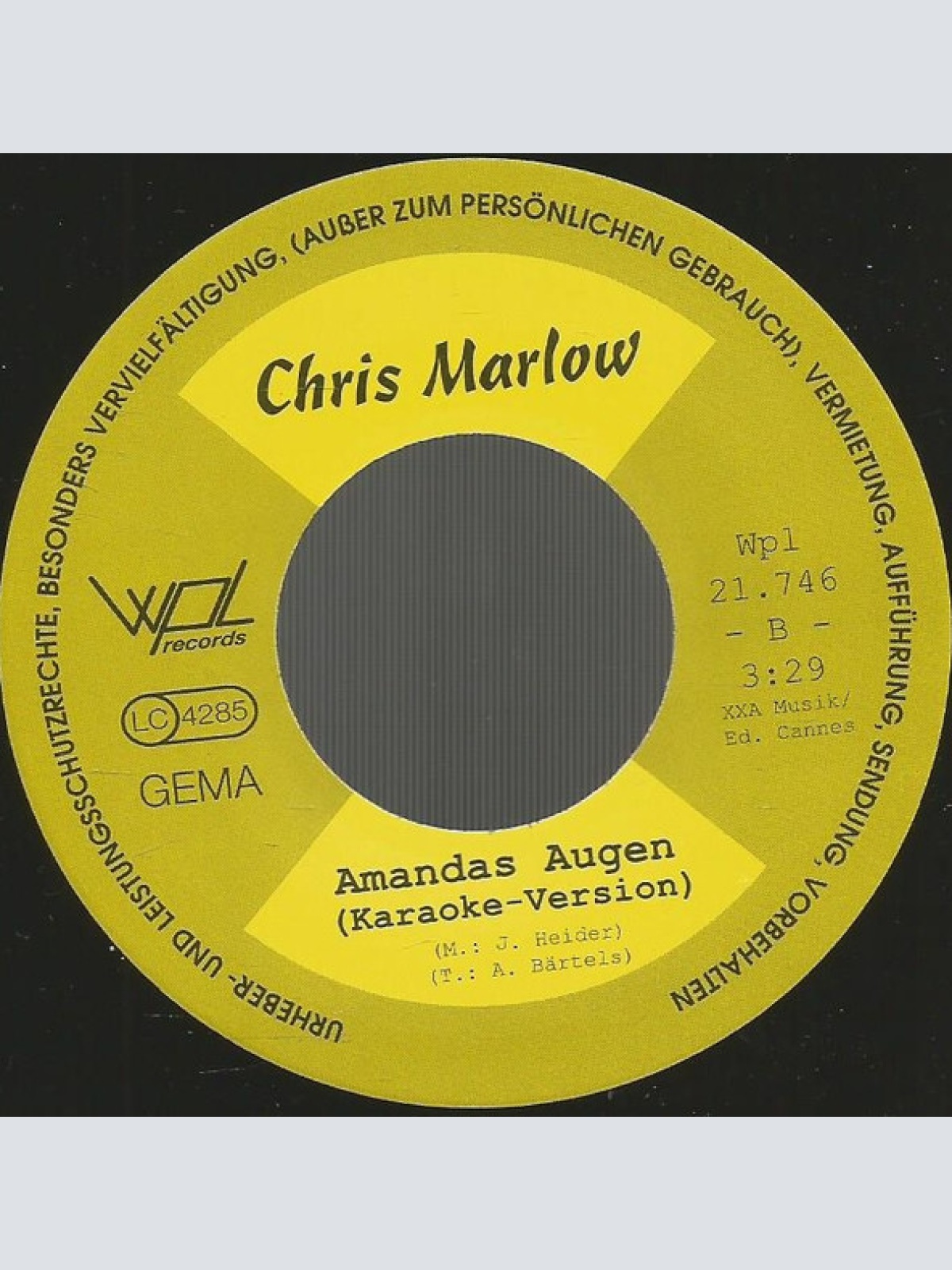 Vinyl / Chris Marlow - Amandas Augen