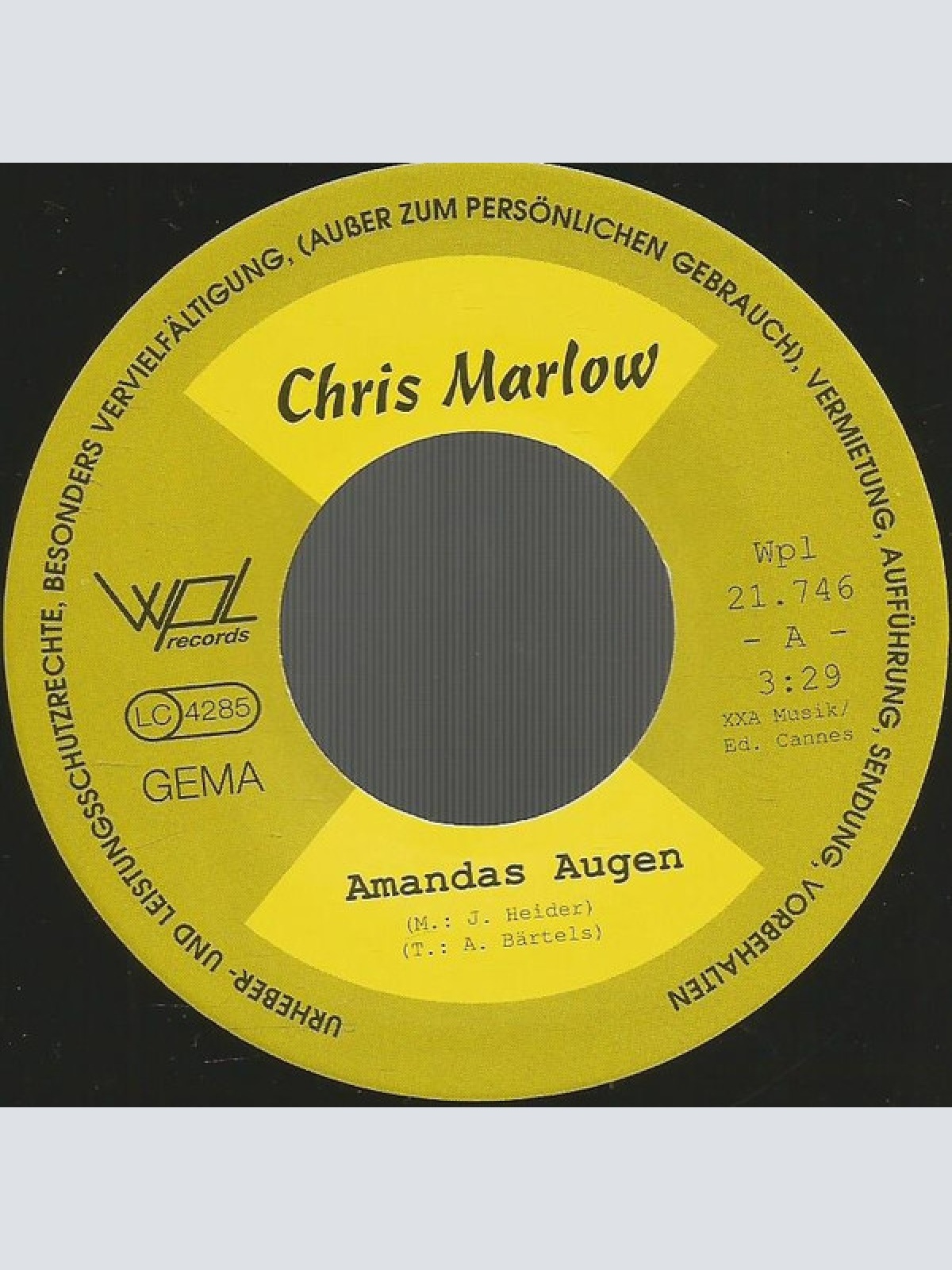 Vinyl / Chris Marlow - Amandas Augen