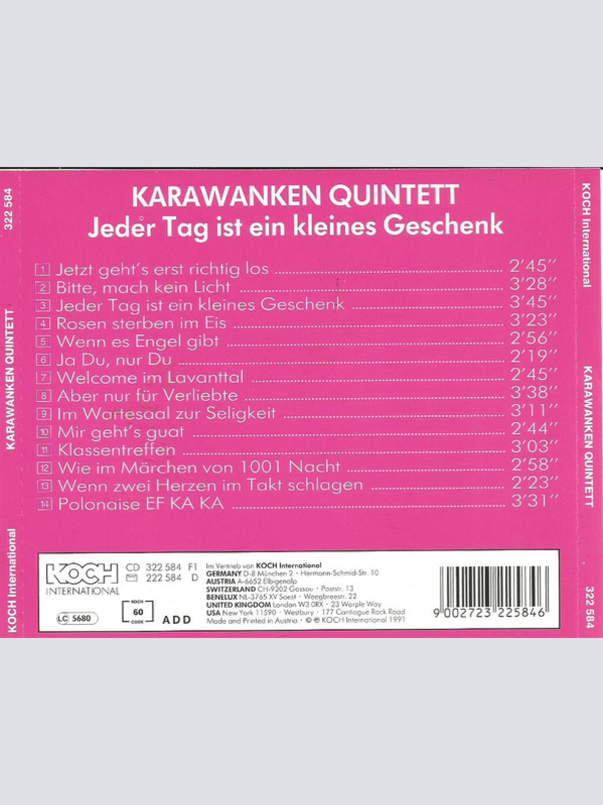 CD / Karawanken Quintett - Jeder Tag Ist Ein Kleines Geschenk