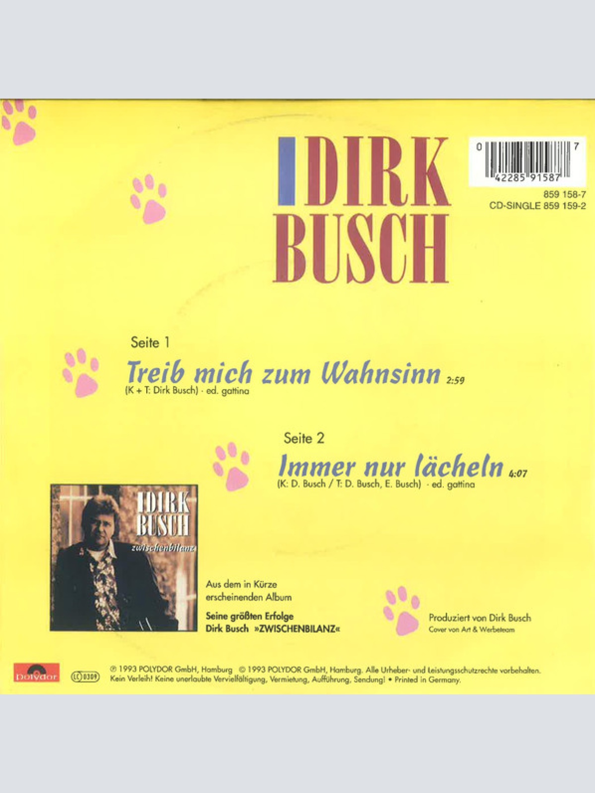 Vinyl / Dirk Busch - Treib Mich Zum Wahnsinn