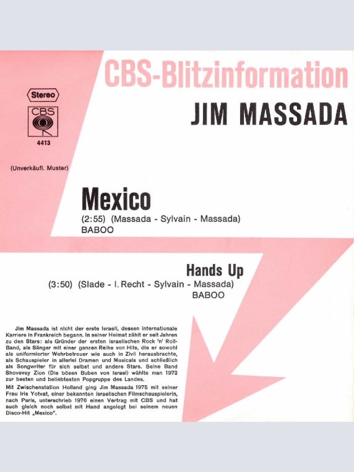 Vinyl / Jim Massada - Mexico / Hands Up