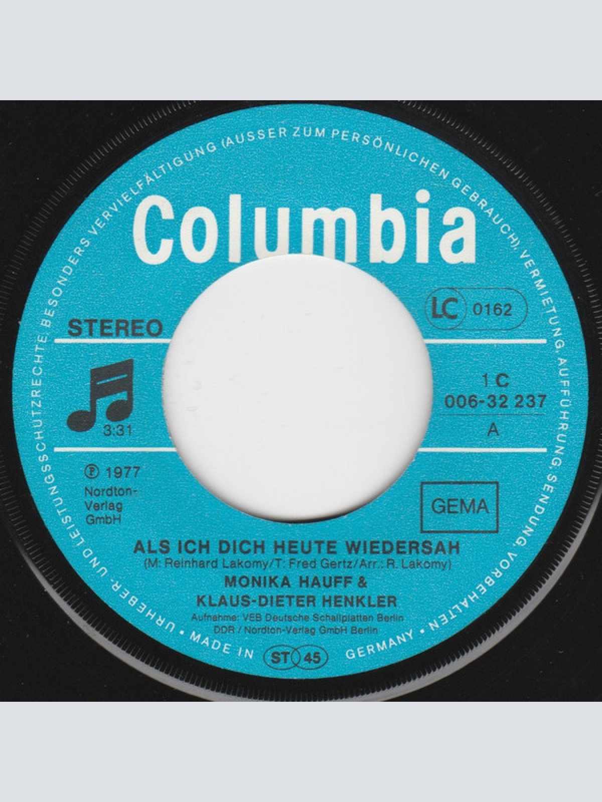 Vinyl / Monika Hauff & Klaus-Dieter Henkler - Als Ich Dich Heute Wiedersah