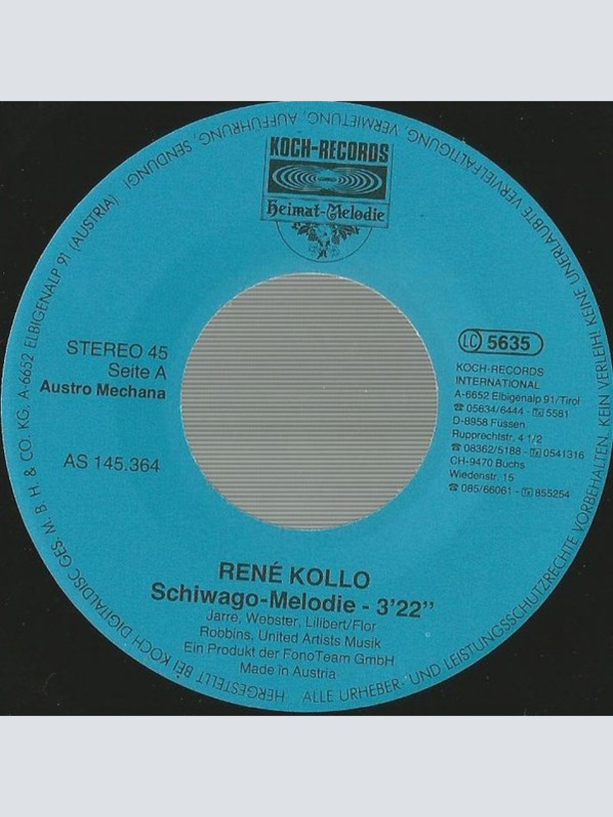Vinyl / René Kollo - Schiwago Melodie / In Mir Klingt Ein Lied
