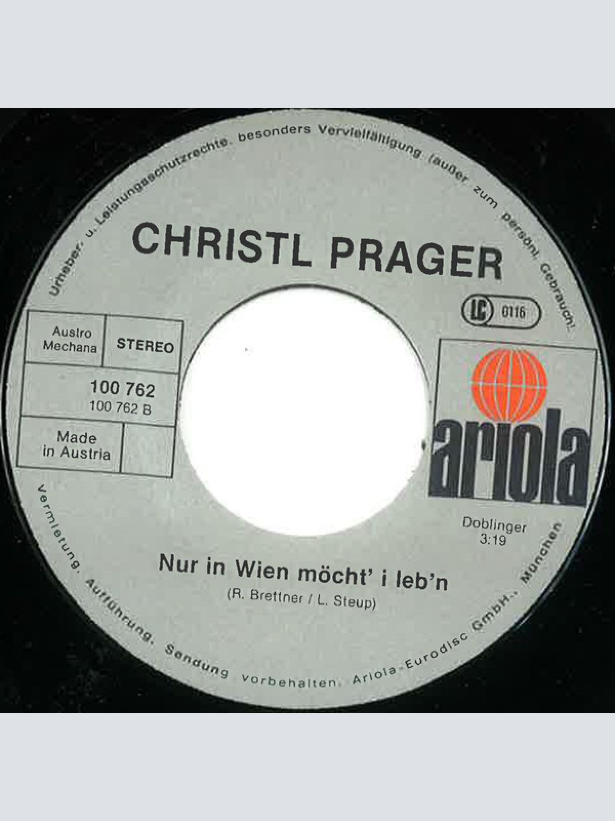 Vinyl / Christl Prager - Am Schönsten Spiel'n D'Schrammeln Wenn's Anblasen San
