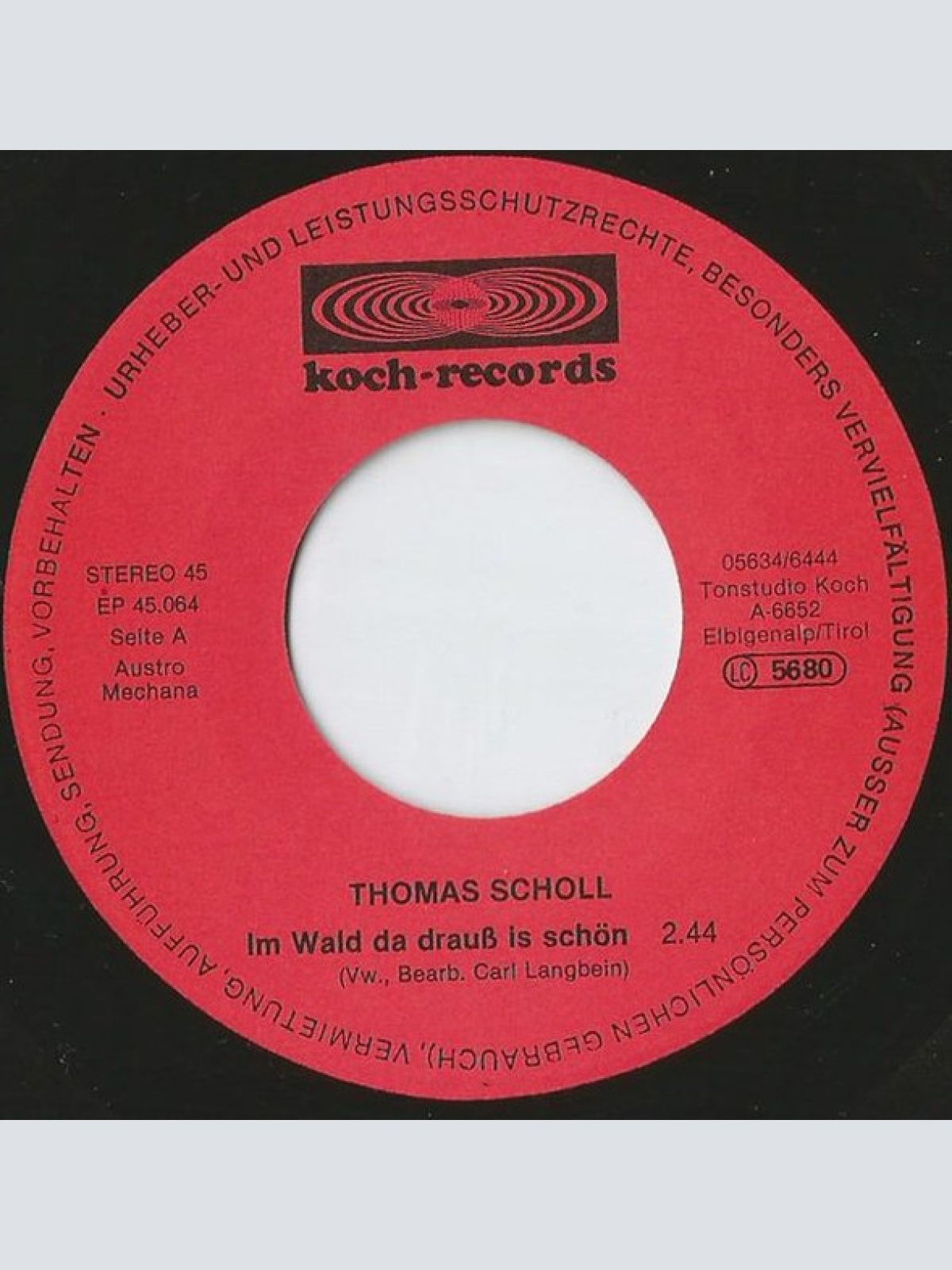 Vinyl / Thomas Scholl - Im Wald Da Drauß Is Schön