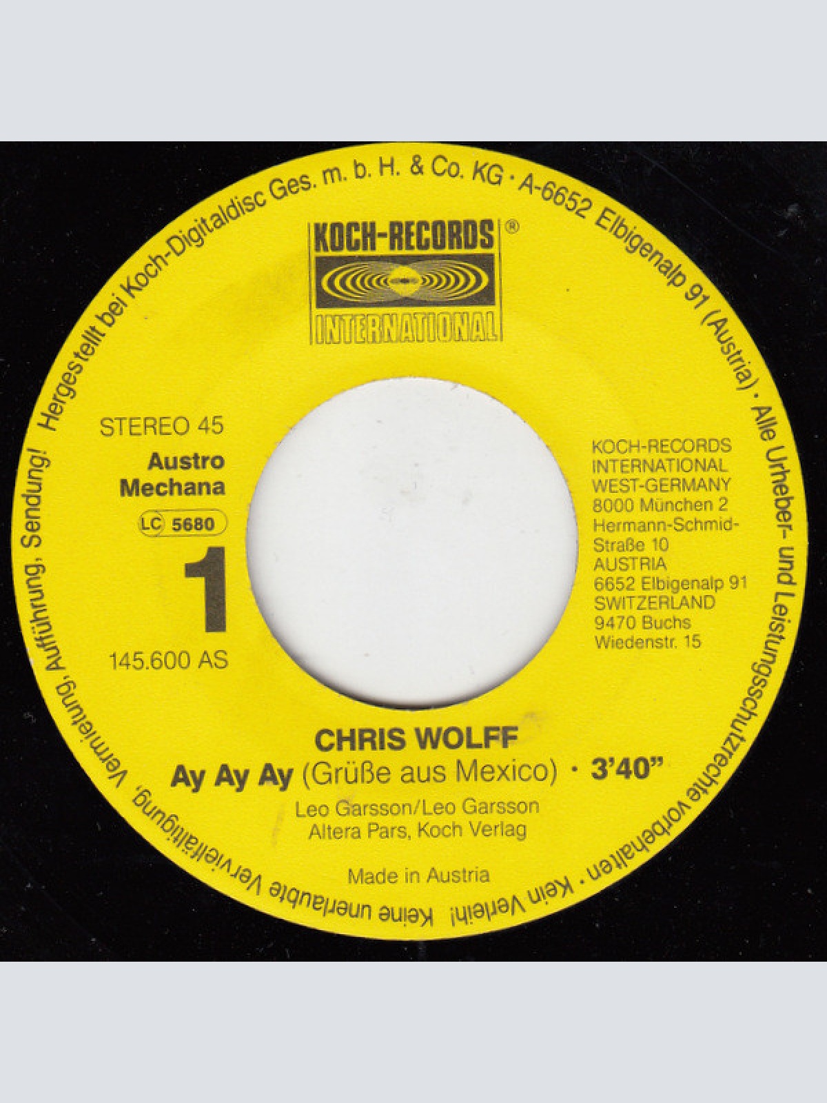 Vinyl / Chris Wolff - Ay, Ay, Ay (Grüße Aus Mexico)