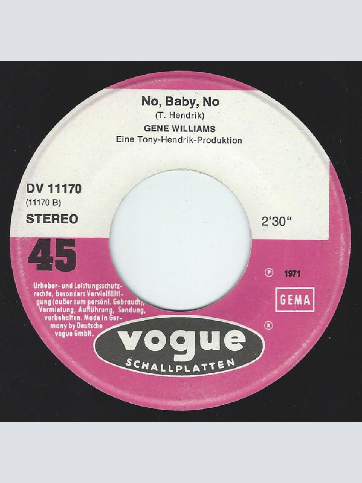 Vinyl / Gene Williams (5) - Heißer Als Die Sonne