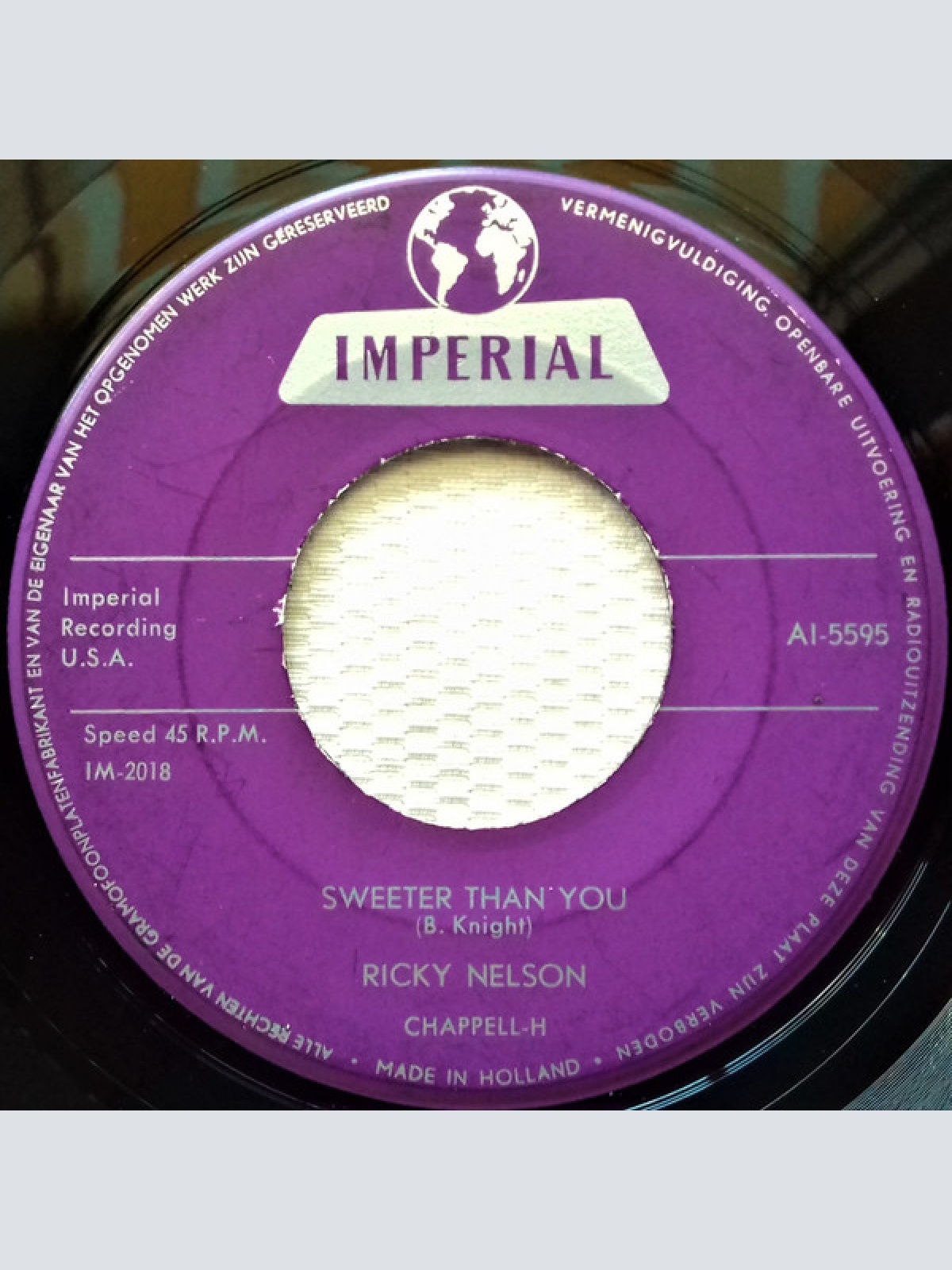 Vinyl / Ricky Nelson (2) - Sweeter Than You / Just A Little Too Much