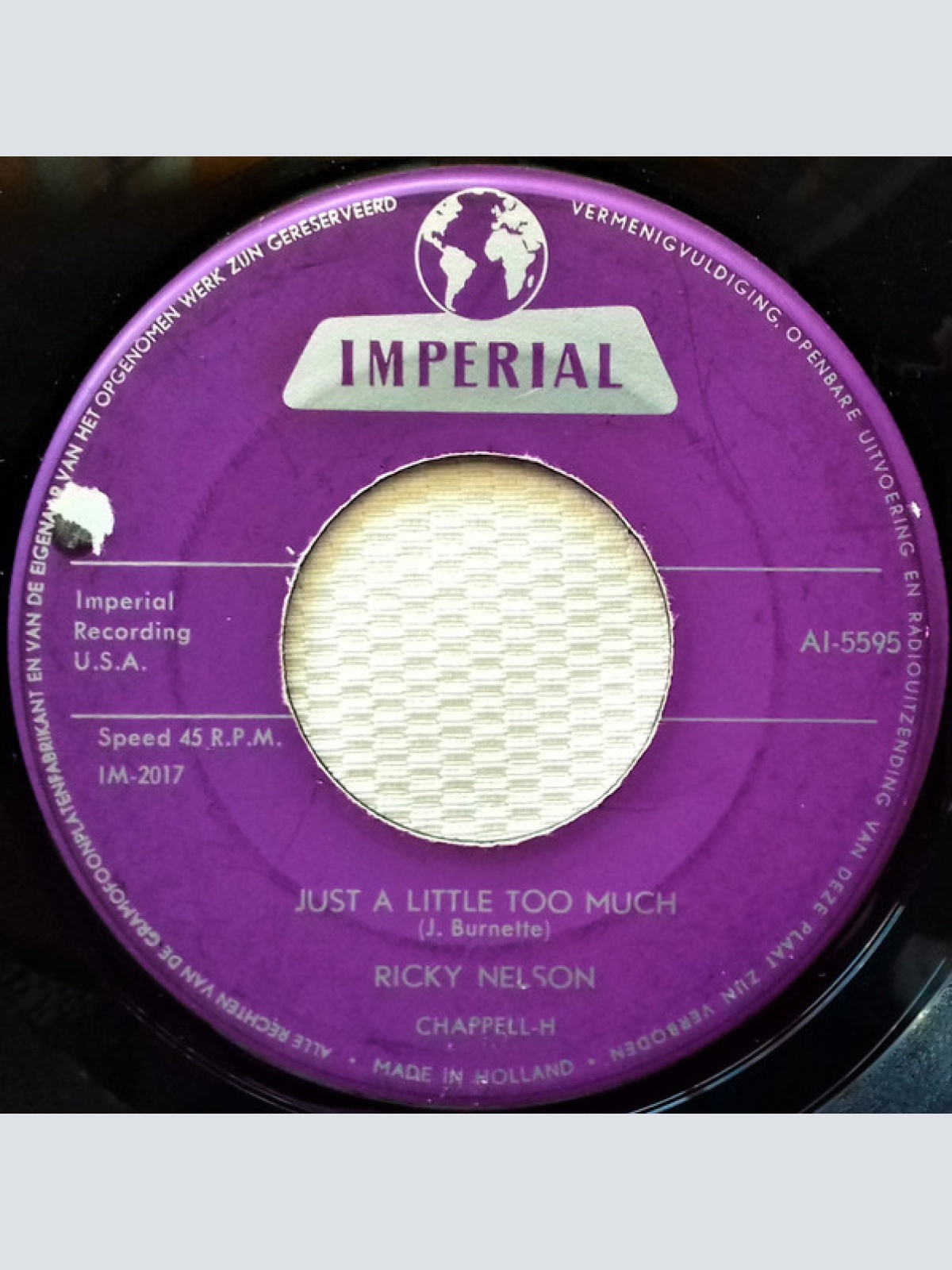 Vinyl / Ricky Nelson (2) - Sweeter Than You / Just A Little Too Much