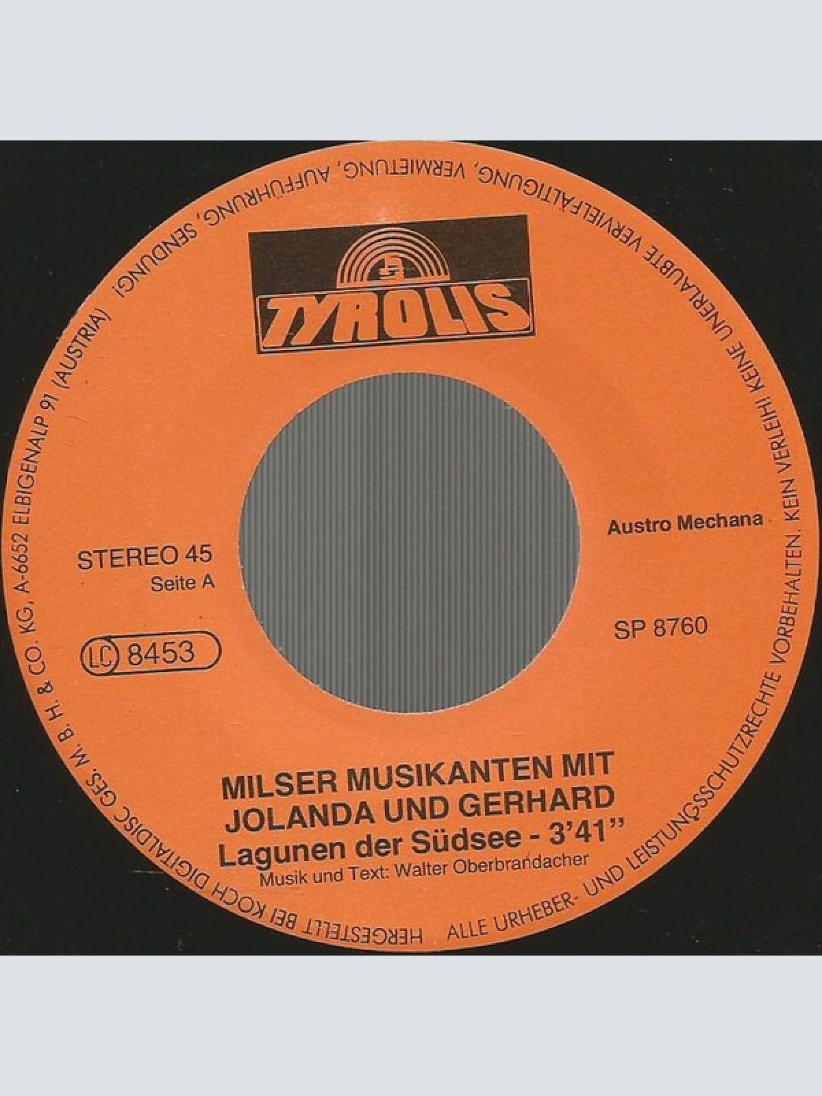 Vinyl / Orig. Milser Musikanten* Mit  Jolanda Und Gerhard - Lagunen Der Südsee