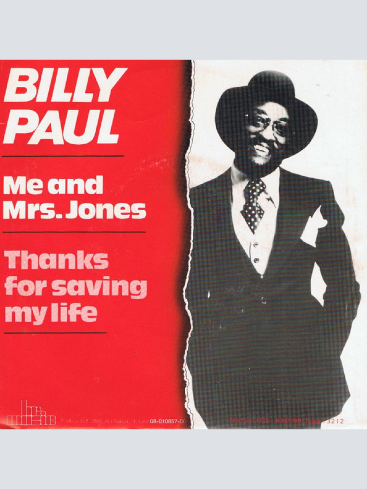 Vinyl / Billy Paul - Me And Mrs. Jones / Thanks For Saving My Life