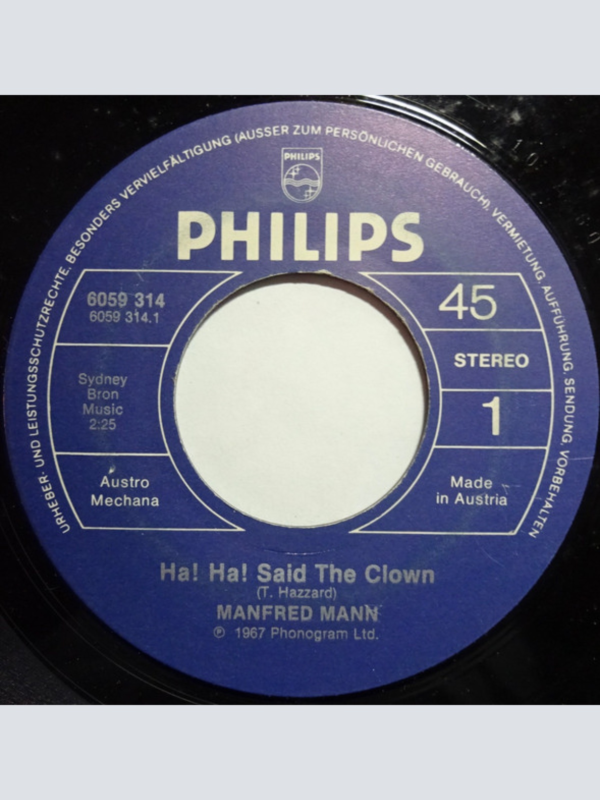 Vinyl / Manfred Mann - Ha! Ha! Said The Clown / My Name Is Jack