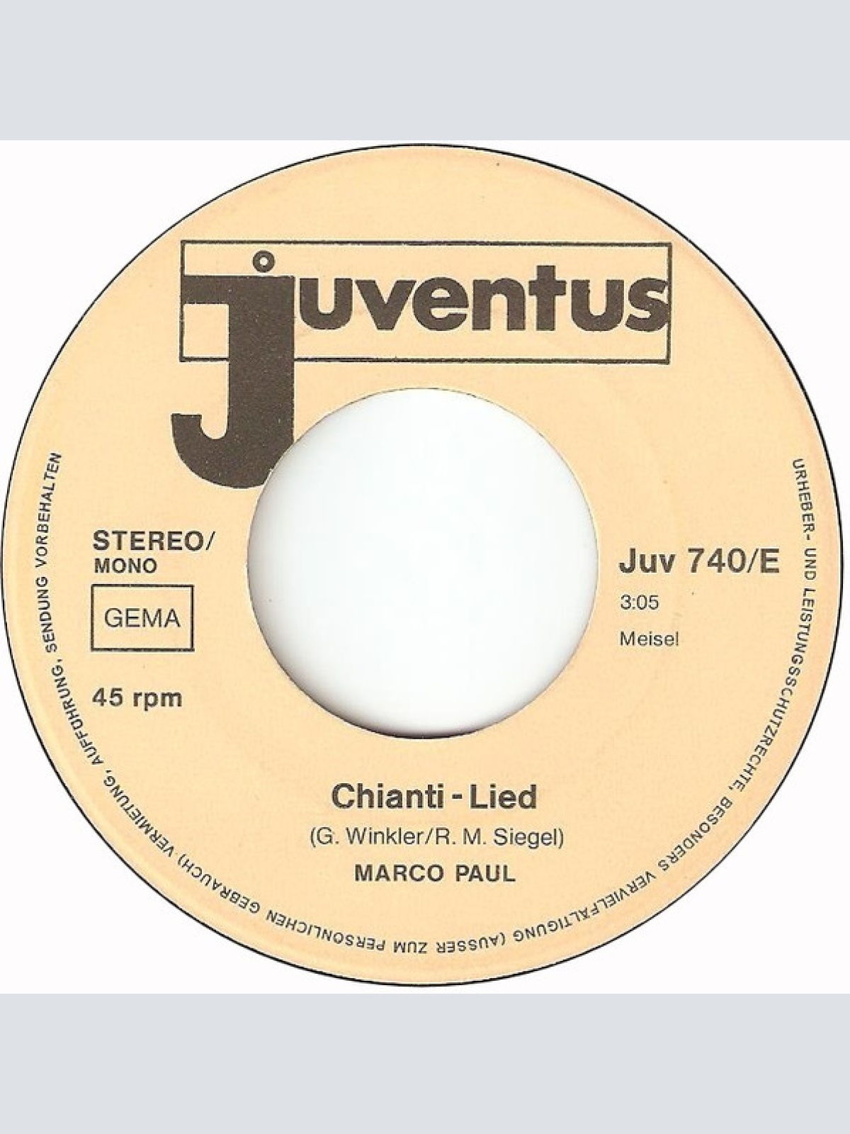 Vinyl / Marco Paul (3) - Chianti Lied