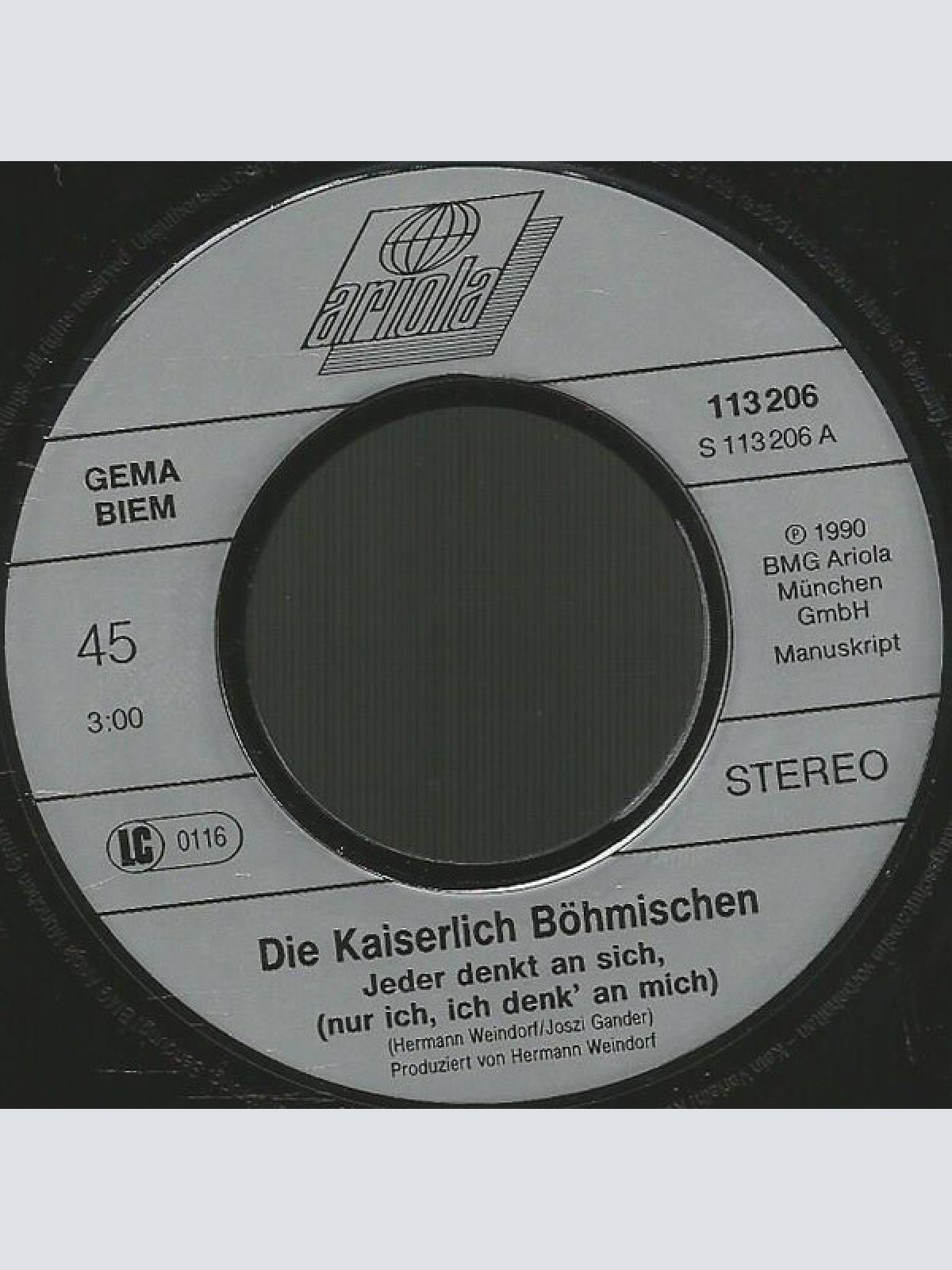 Vinyl / Die Kaiserlich Böhmischen - Jeder Denkt An Sich (Nur Ich, Ich Denk An Mich)