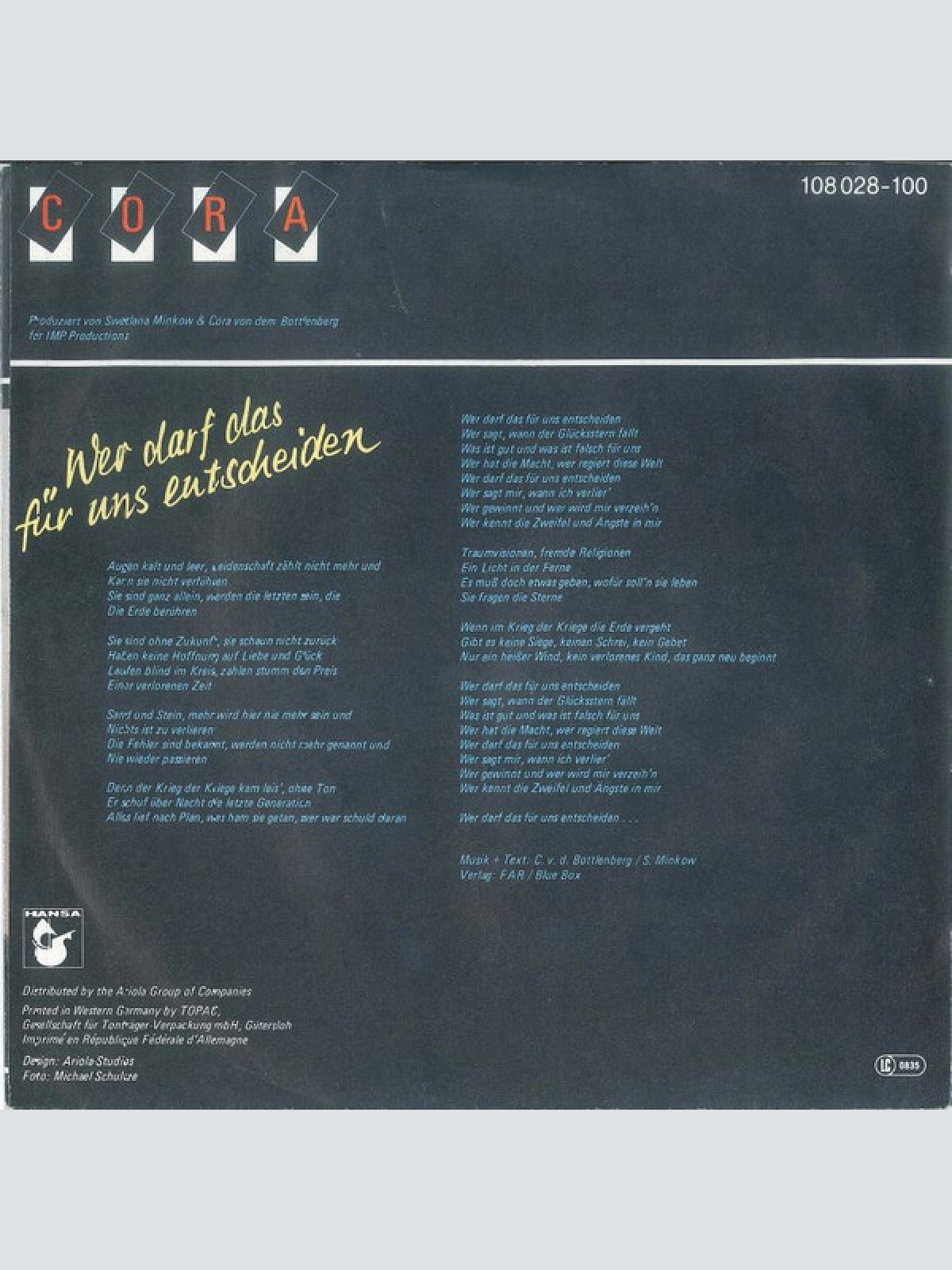 Vinyl / Cora - Wer Darf Das Für Uns Entscheiden