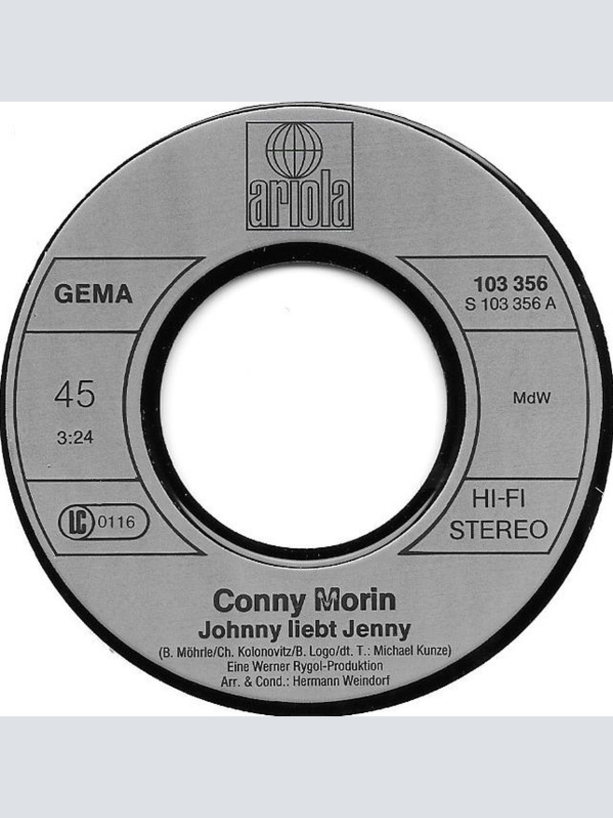 Vinyl / Conny Morin - Johnny Liebt Jenny