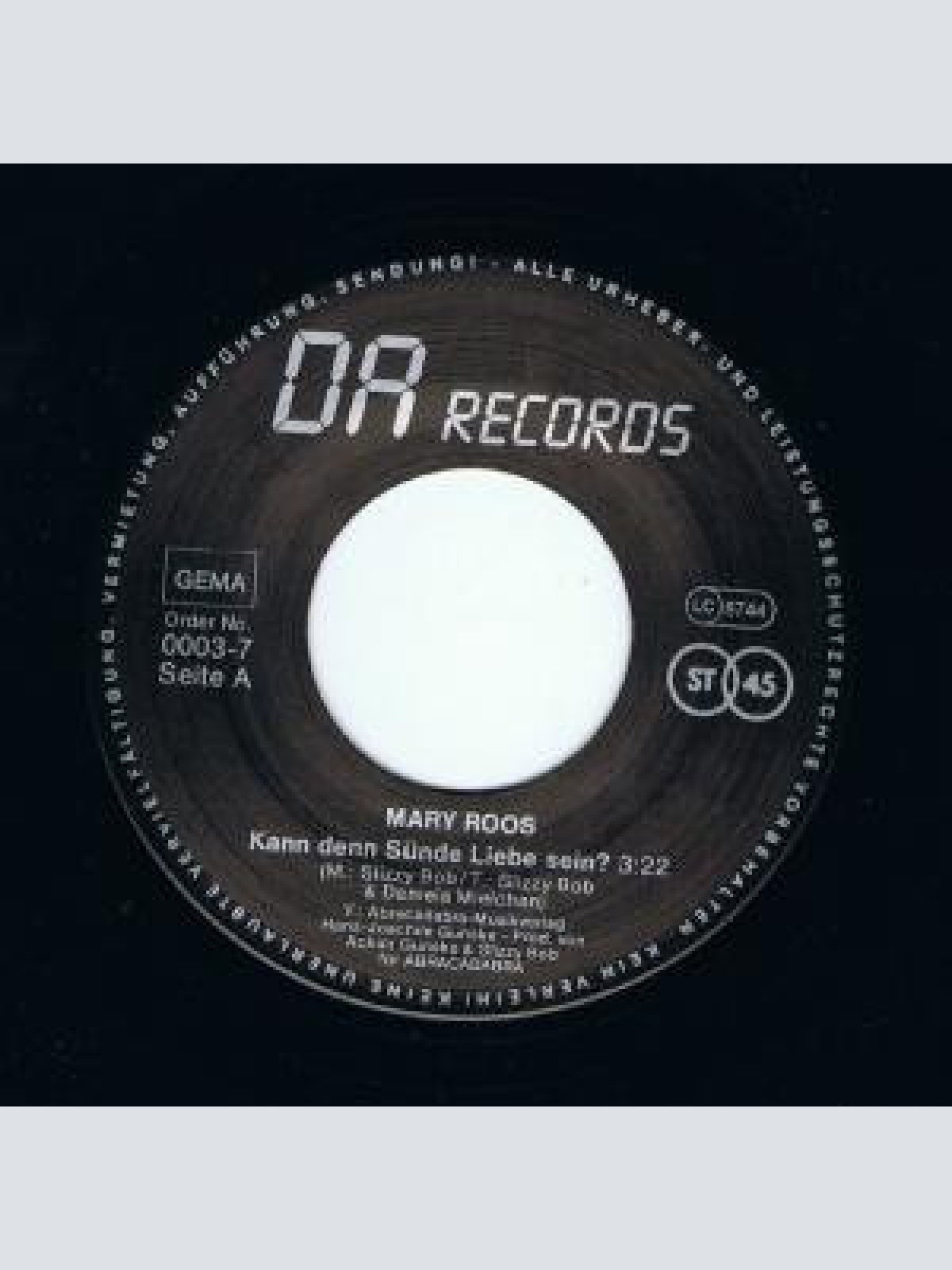 Vinyl / Mary Roos - Kann Denn Sünde Liebe Sein?