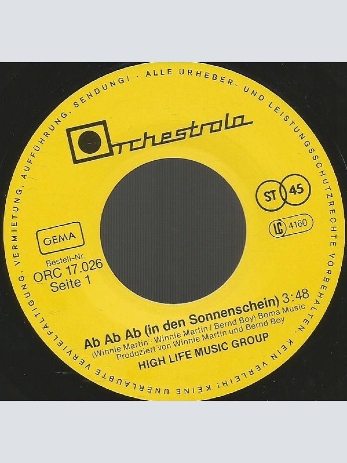 Vinyl / High Life Music Group* - Ab Ab Ab (In Den Sonnenschein)
