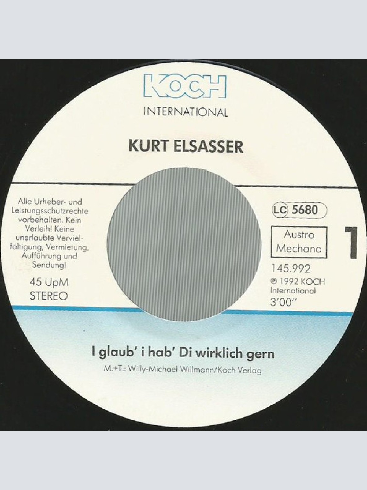 Vinyl / Kurt Elsasser - I Glaub I Hab' Di Wirklich Gern