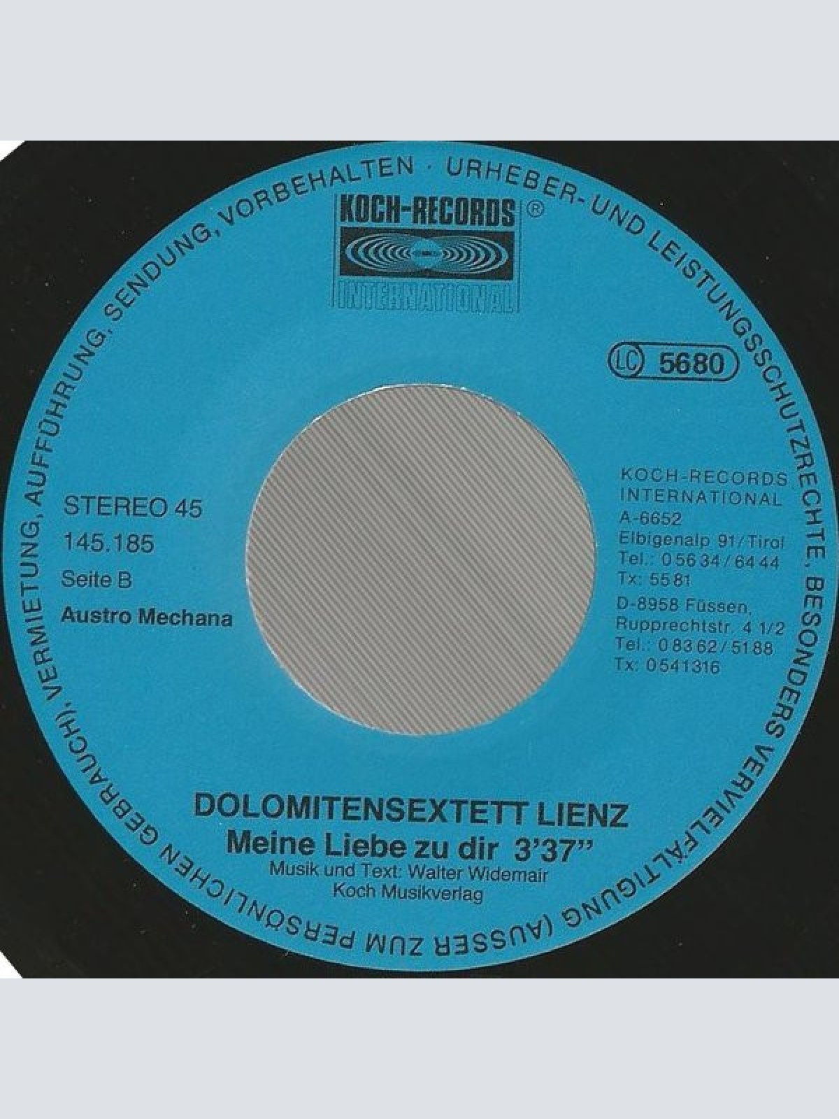 Vinyl / Dolomiten Sextett Lienz - Ich Hab Ein Rendezvous Mit Lydia