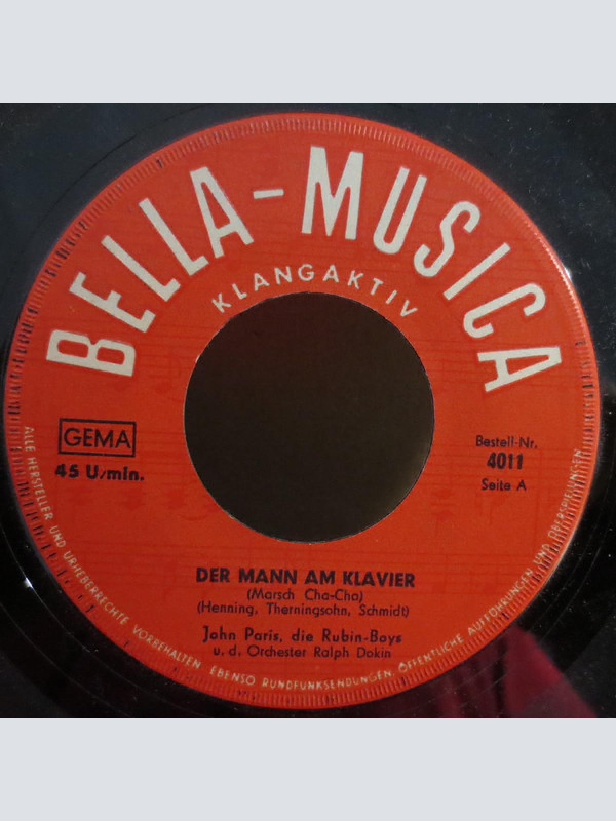 Vinyl / John Paris (4), Die Rubin-Boys* U. D. Orchester Ralph Dokin - Der Mann Am Klavier / Man Muß Ja Nicht Immer Nach Heidelberg