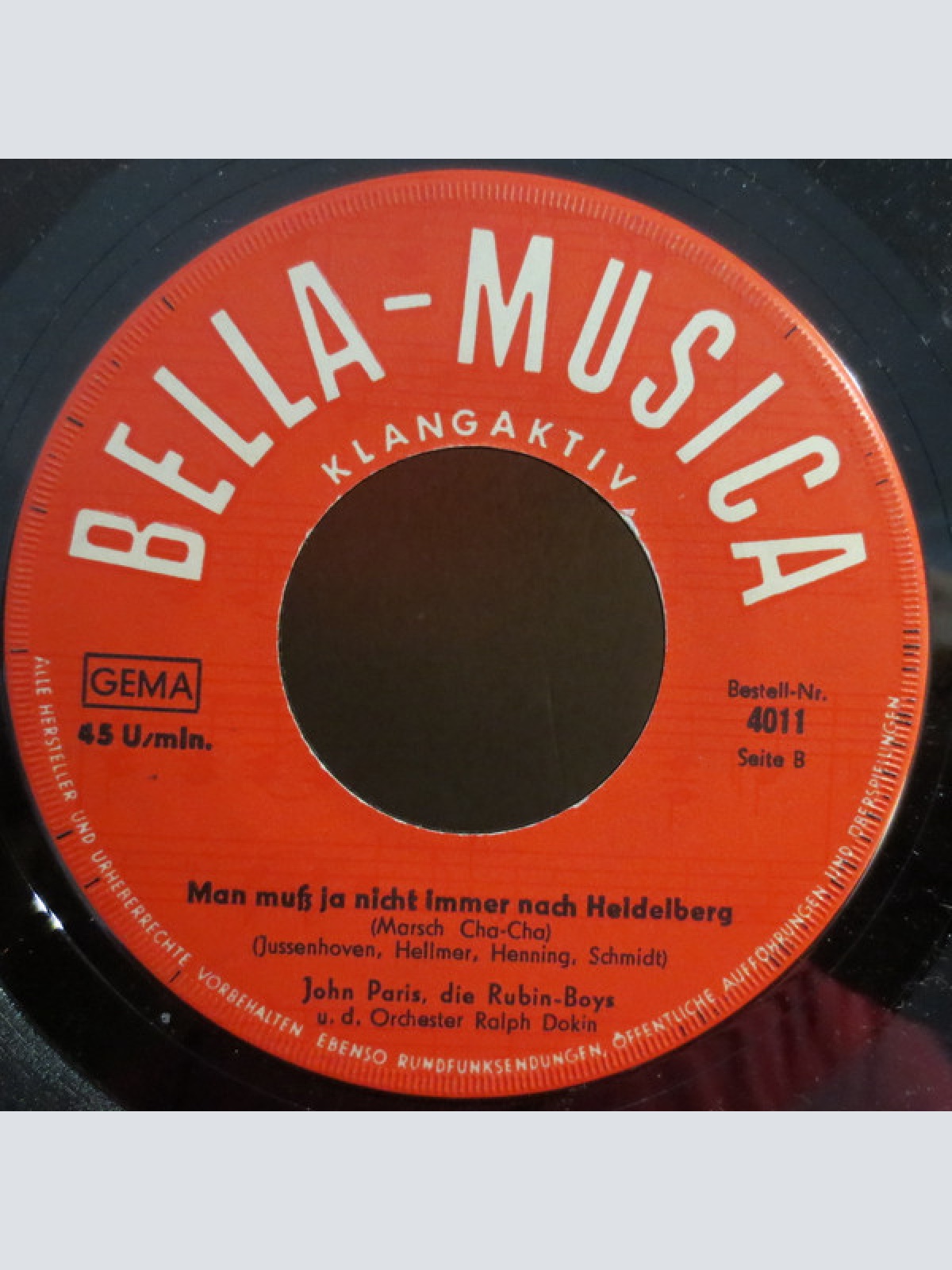 Vinyl / John Paris (4), Die Rubin-Boys* U. D. Orchester Ralph Dokin - Der Mann Am Klavier / Man Muß Ja Nicht Immer Nach Heidelberg