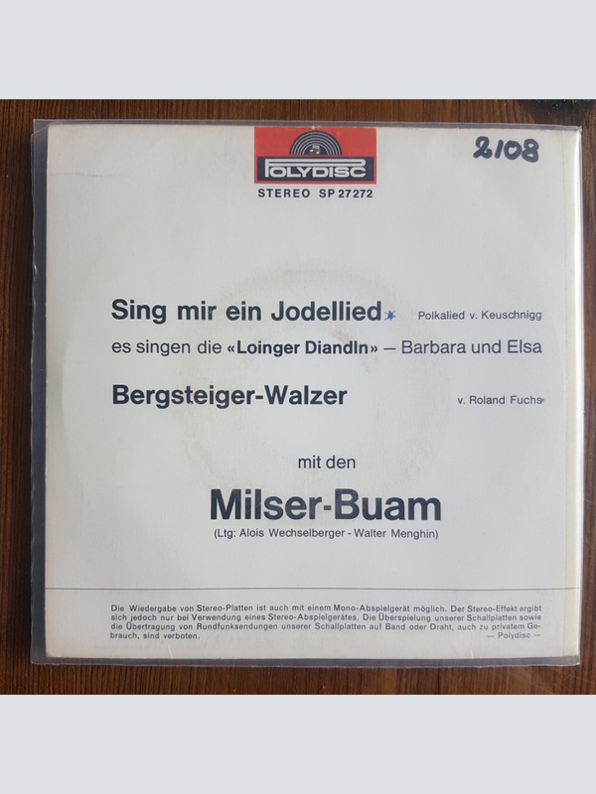 Vinyl / Die Milser Buam - Sing Mir Ein Jodellied