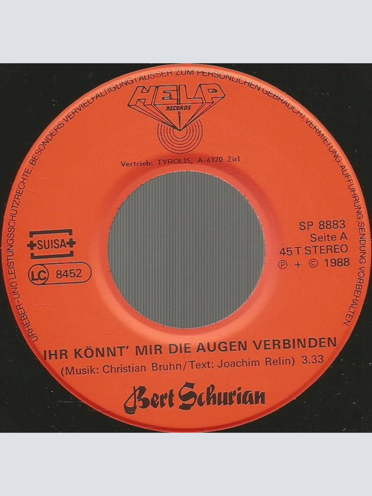 Vinyl / Bert Schurian - Ihr Könnt' Mir Die Augen Verbinden
