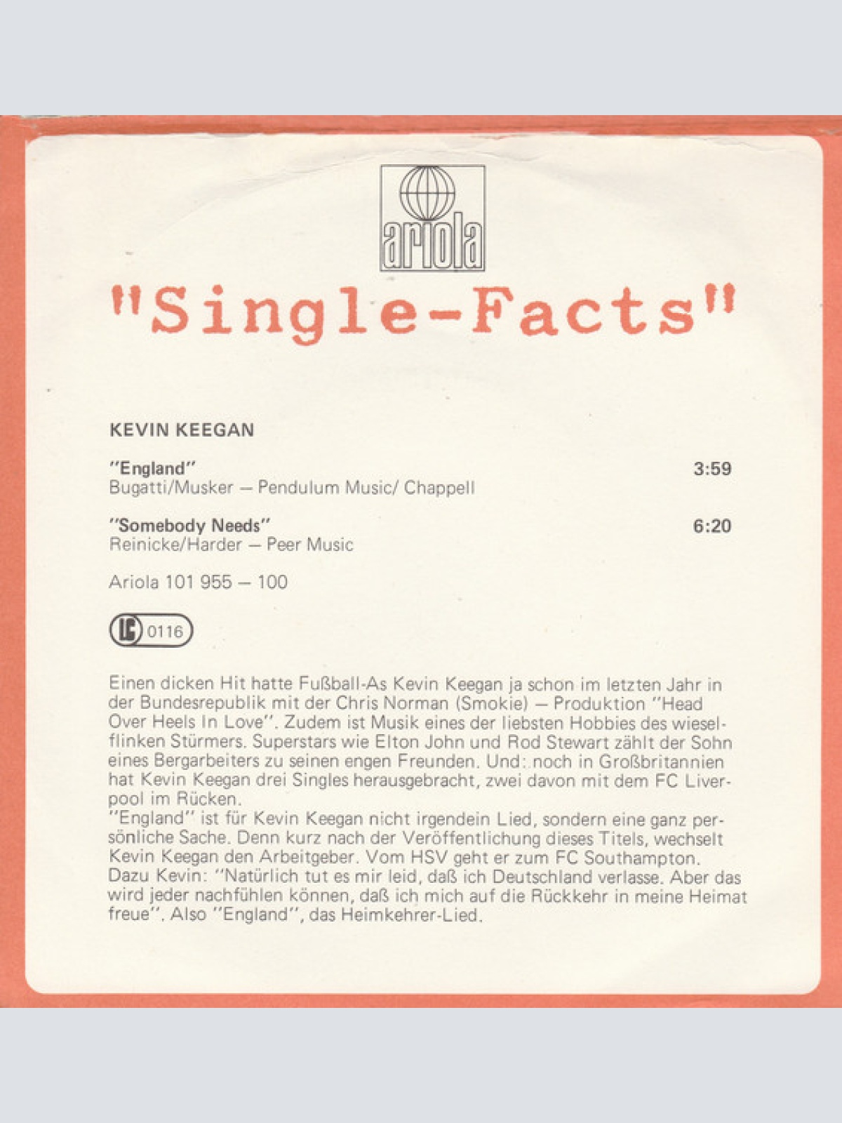 Vinyl / Kevin Keegan - England