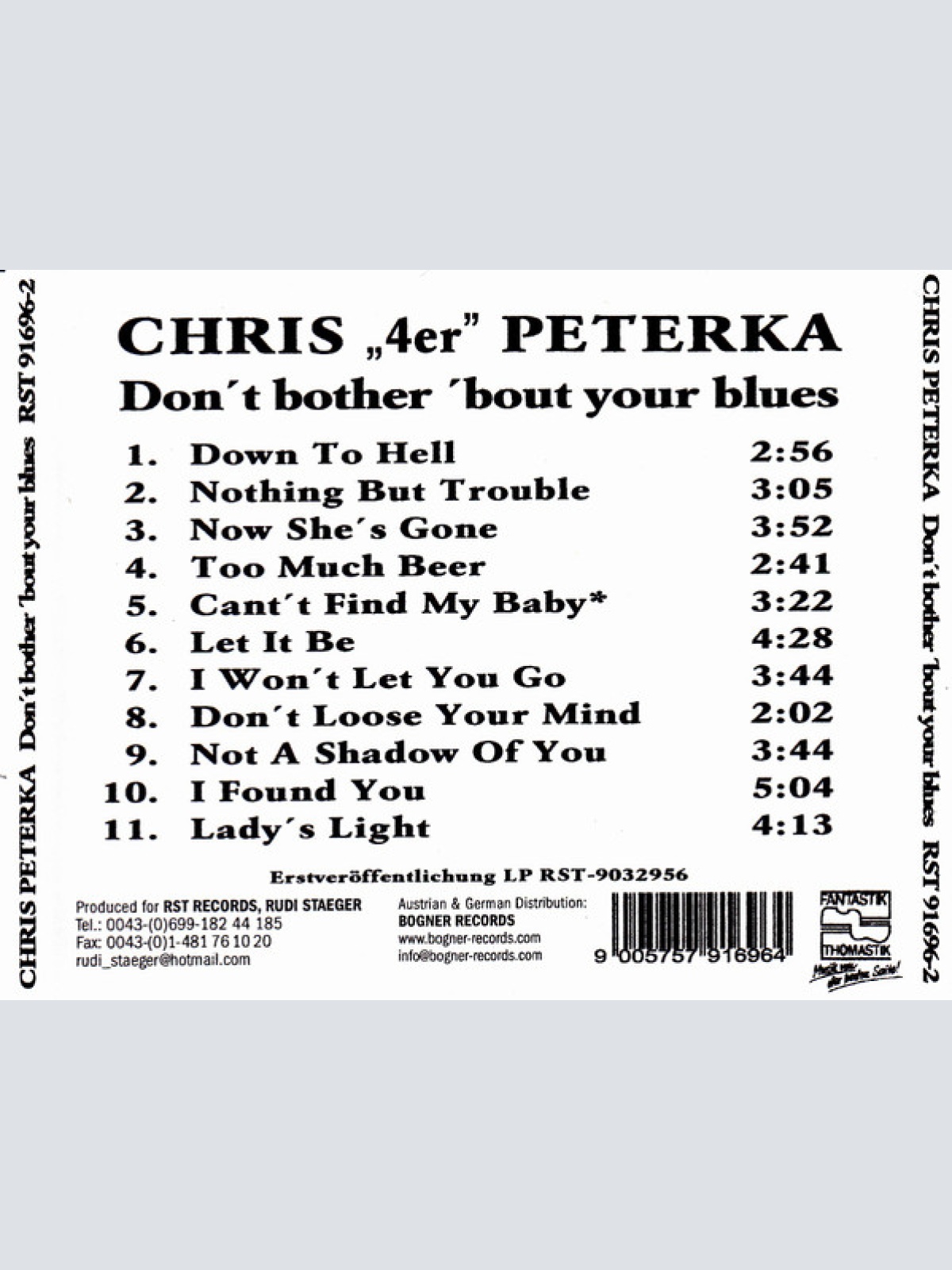 CD / Chris 4er Peterka - Don't Bother 'Bout Your Blues