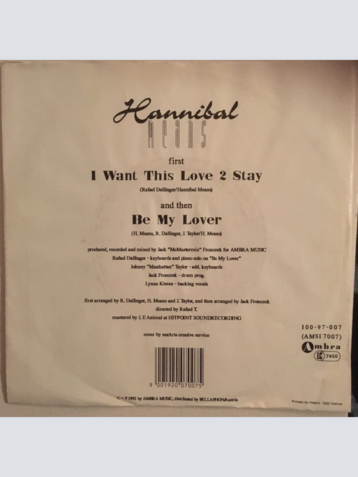 Vinyl / Hannibal Means - I Want This Love 2 Stay