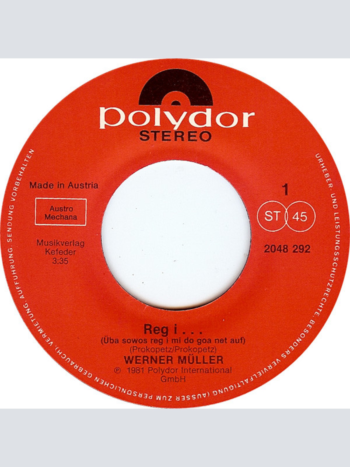 Vinyl / Werner Müller (2) - Reg I... (Üba Sowas Reg I Mi Do Goa Net Auf)