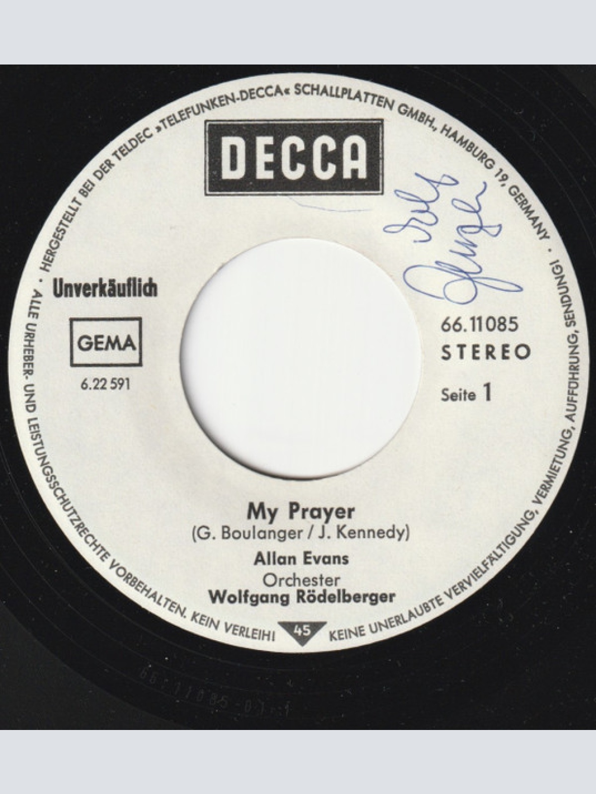 Vinyl / Allan Evans (8) - My Prayer