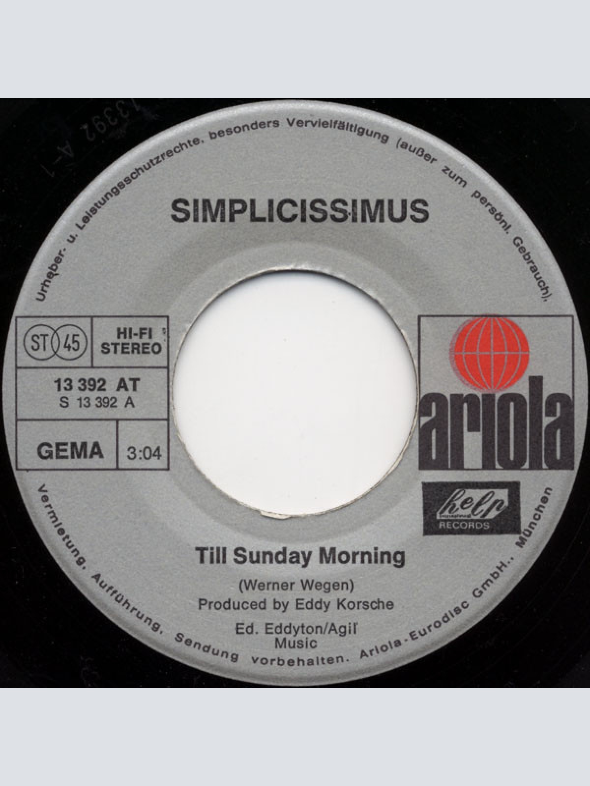 Vinyl / Simplicissimus - Till Sunday Morning
