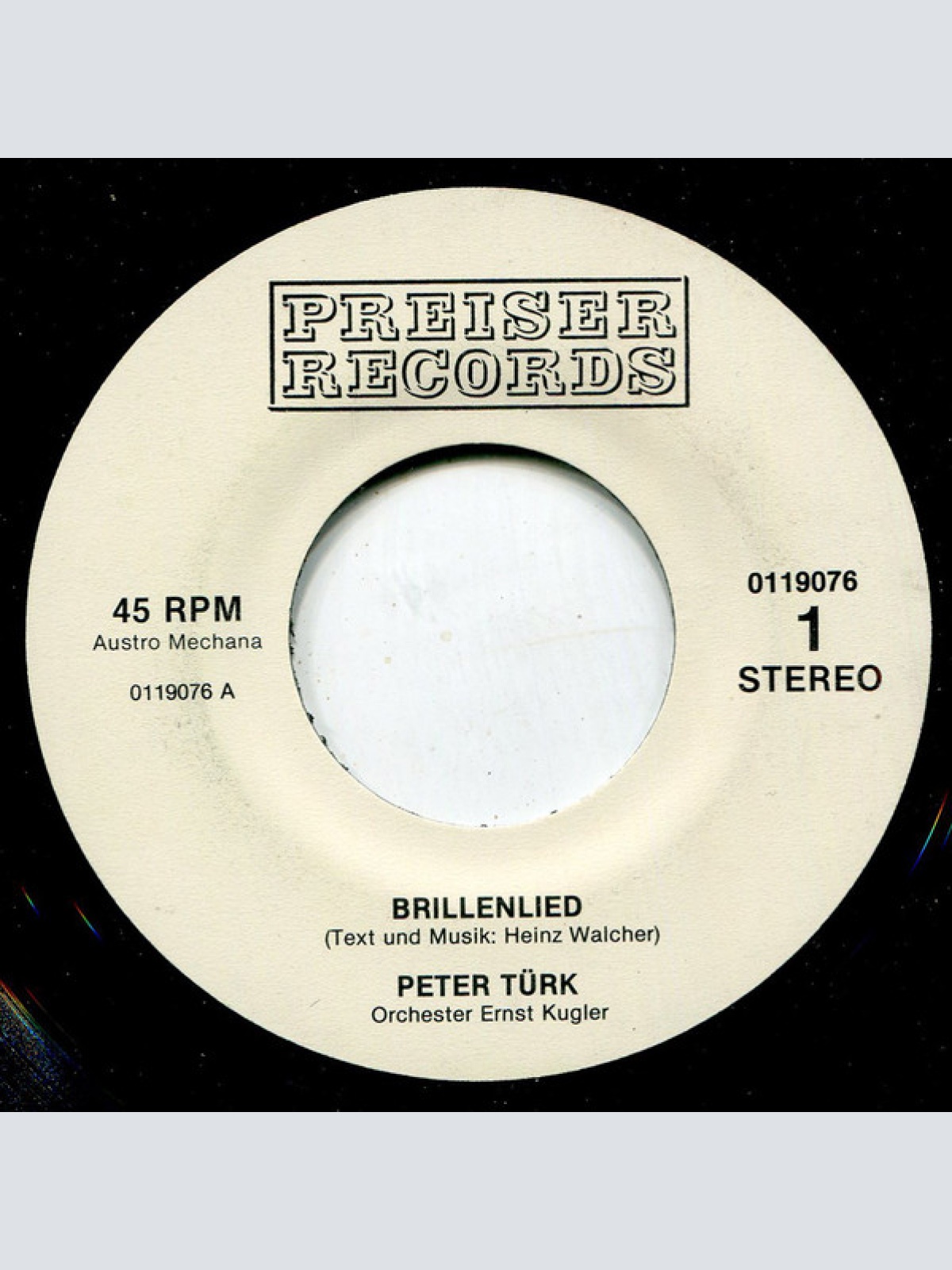 Vinyl / Peter Türk - Brillenlied / Blumen Brauchen Regen