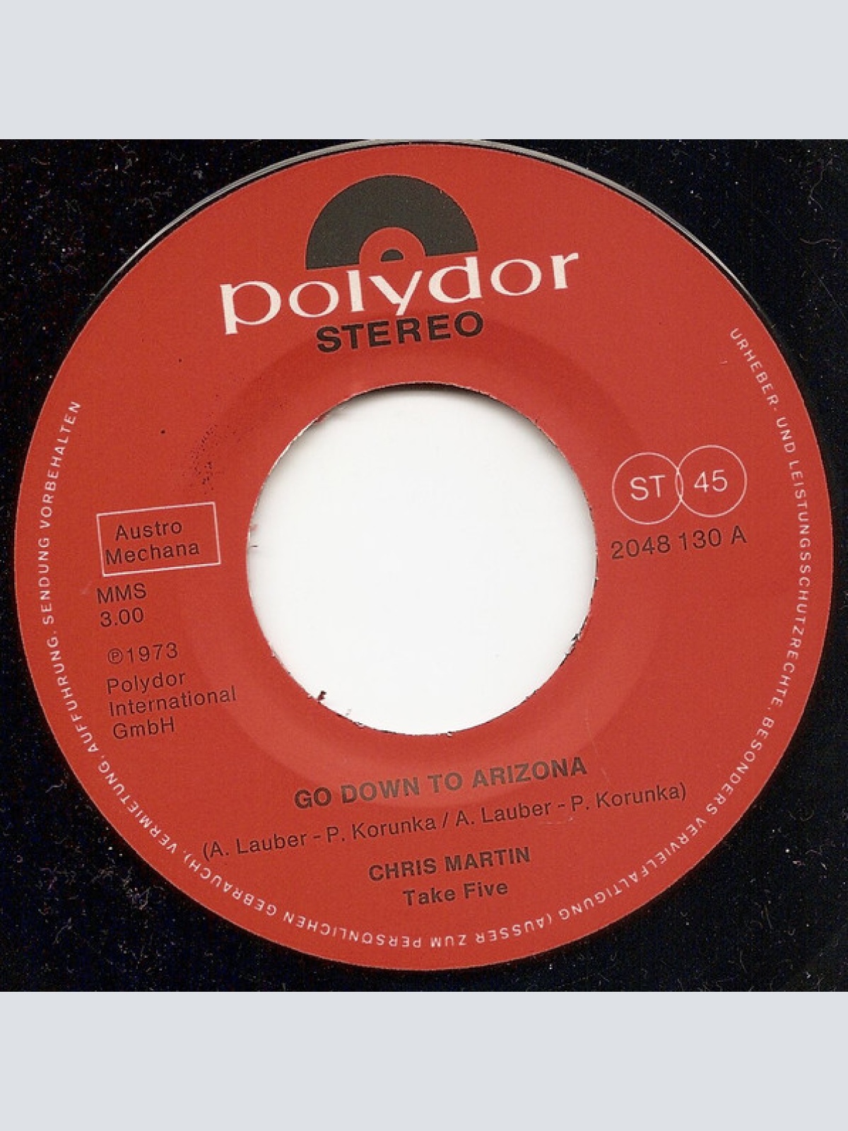 Vinyl / Chris Martin (14) & Take Five (10) - Go Down To Arizona / Natasha (Instr.)