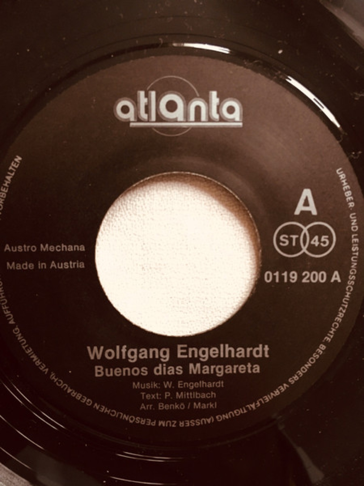 Vinyl / Wolfgang Engelhardt - Buenos Dias, Margareta