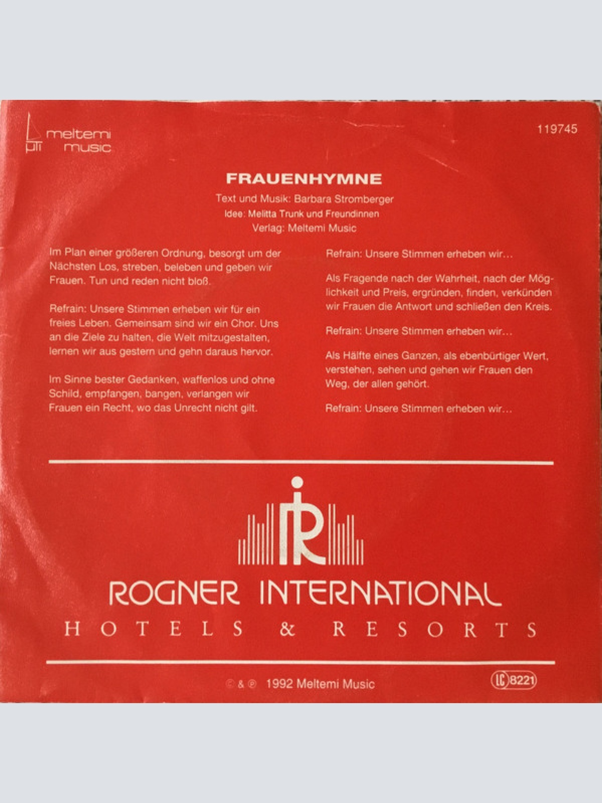 Vinyl / Barbara Stromberger - Frauenhymne