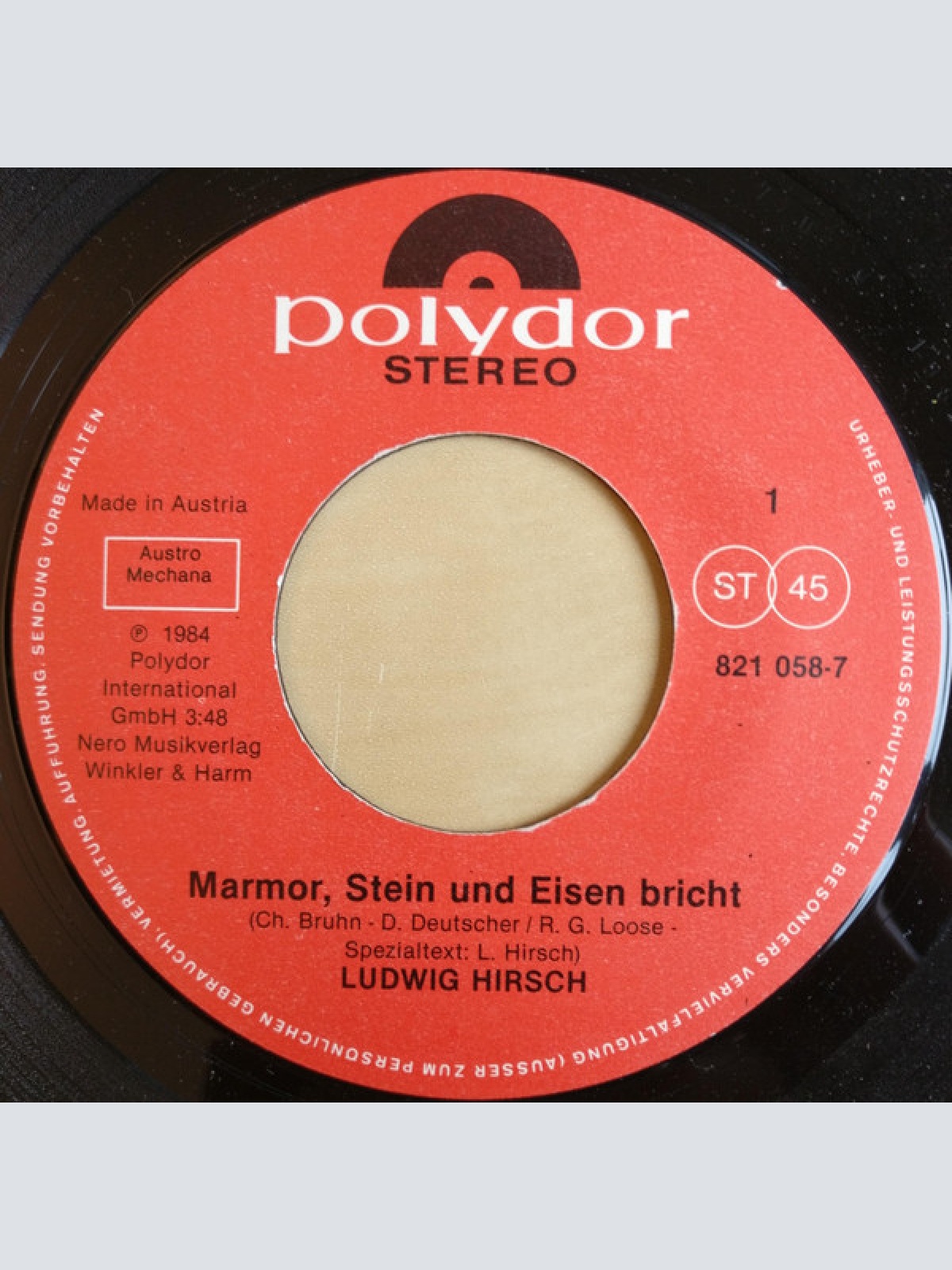 Vinyl / Ludwig Hirsch - Marmor, Stein Und Eisen Bricht