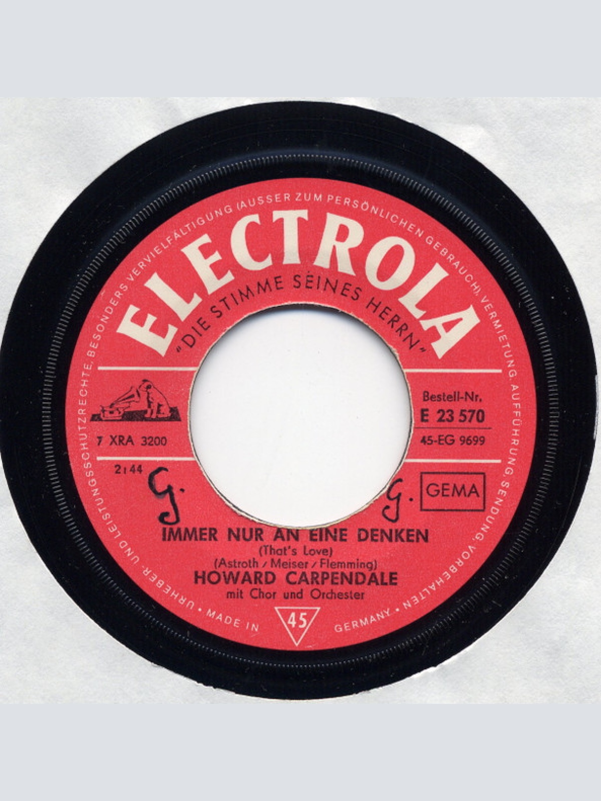 Vinyl / Howard Carpendale - Immer Nur An Eine Denken (That's Love) / ...Und Dann Tanz' Ich Mit Dir Allein