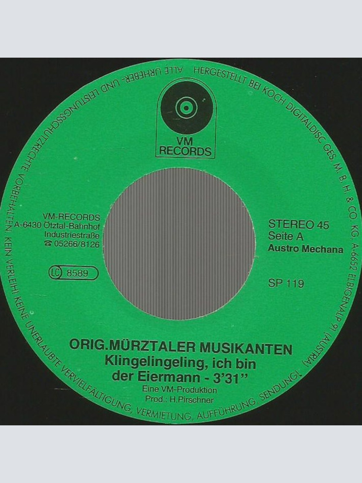 Vinyl / Original Mürztaler Musikanten* - Klingelingeling, Ich Bin Der Eiermann