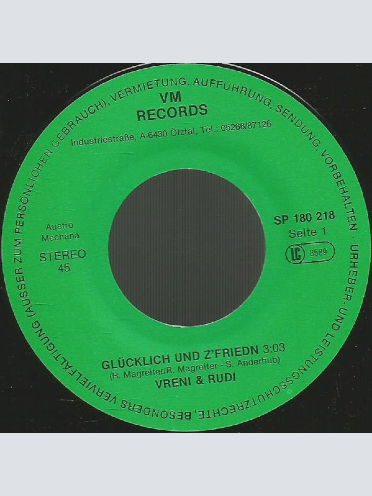 Vinyl / Vreni & Rudi - Glücklich Und Zfried'n