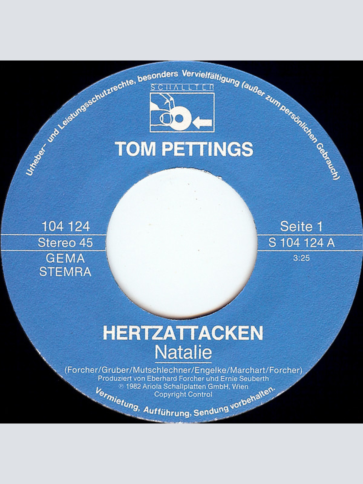 Vinyl / Tom Pettings Hertzattacken - Natalie / Kalte Zeiten