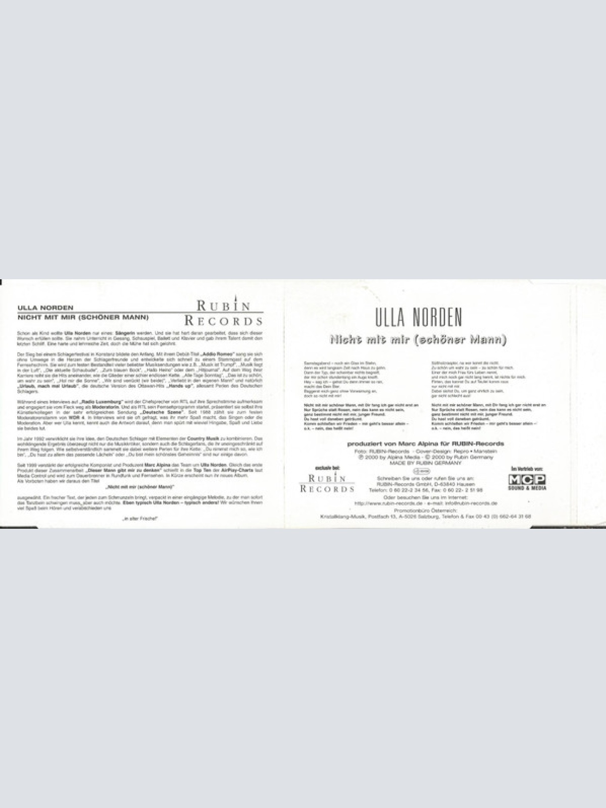 CD / Ulla Norden - Nicht Mit Mir (Schöner Mann)