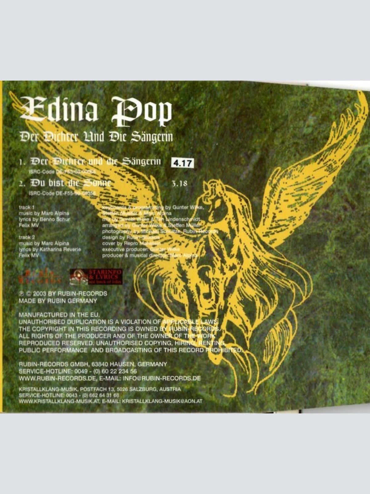 CD / Edina Pop - Der Dichter Und Die Sängerin