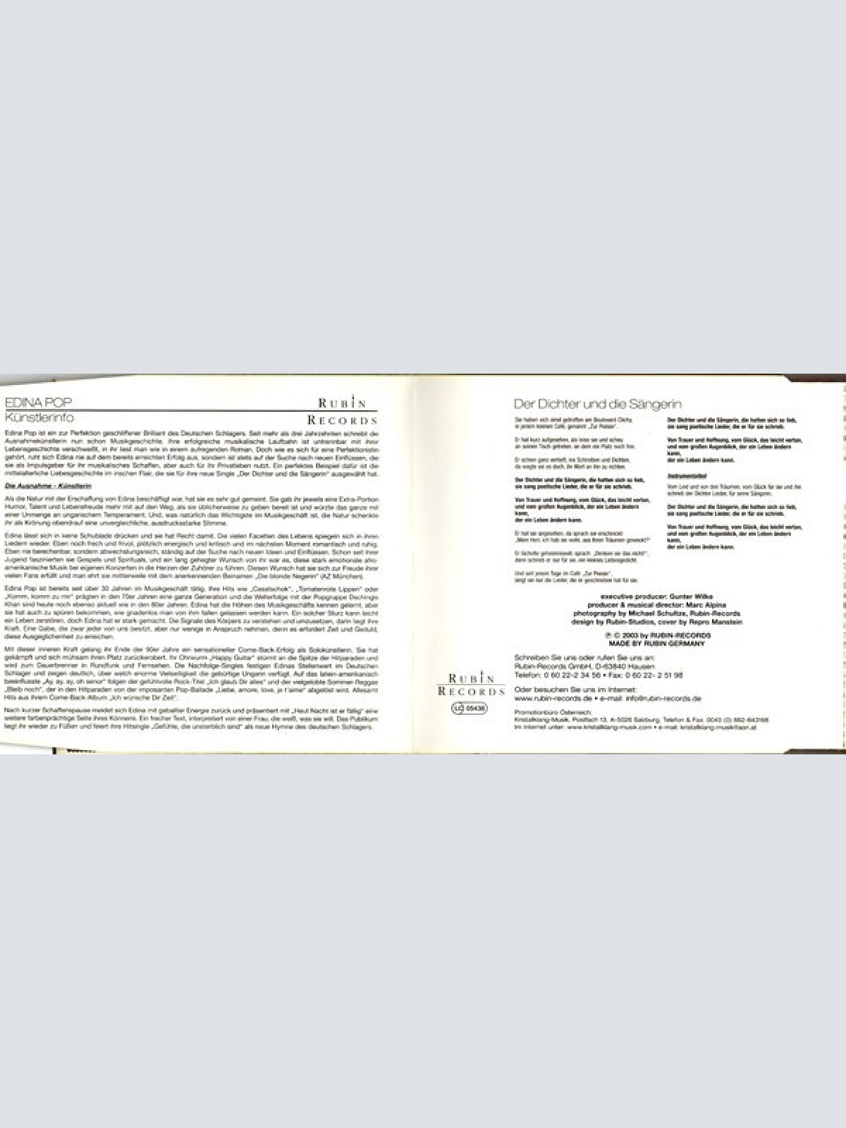 CD / Edina Pop - Der Dichter Und Die Sängerin