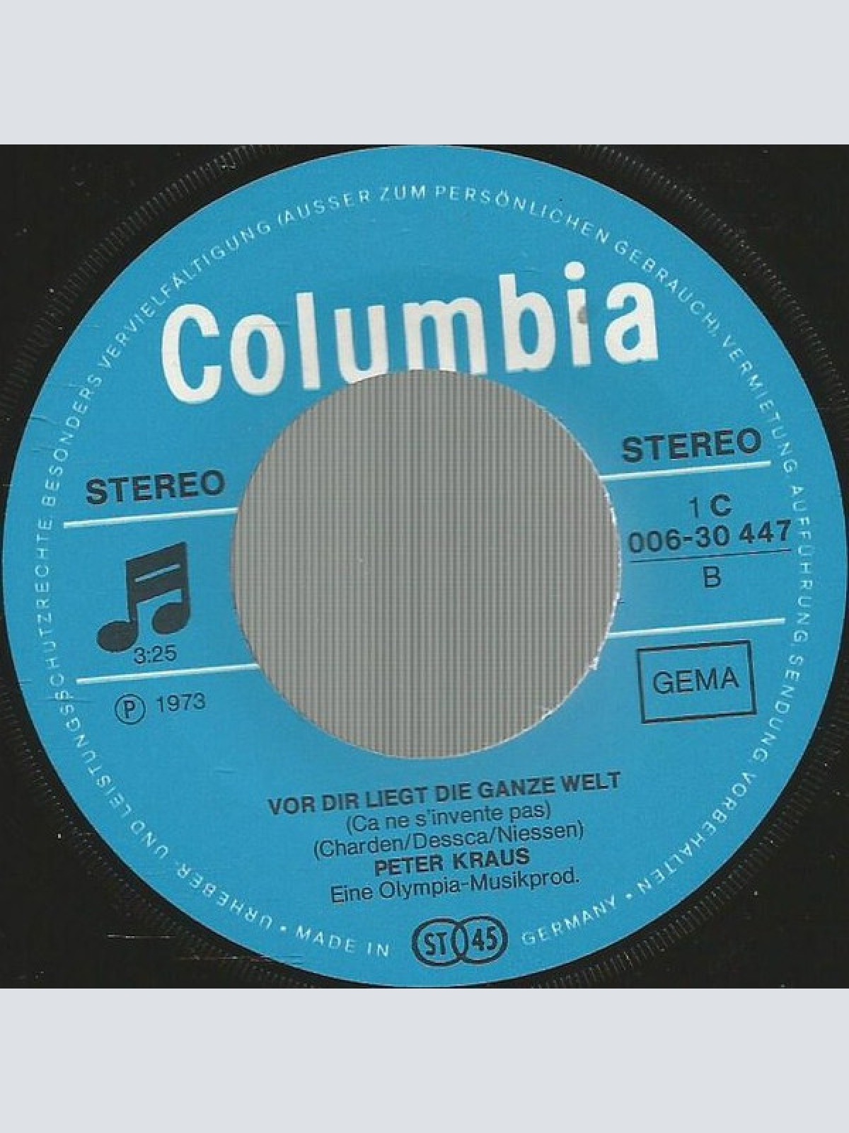 Vinyl / Peter Kraus - Es Kommt Nicht Auf Das Alter An / Vor Dir Liegt Die Ganze Welt